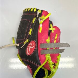 Rawlings Black, Hot Pink & Neon Yellow Kids Baseball Glove
